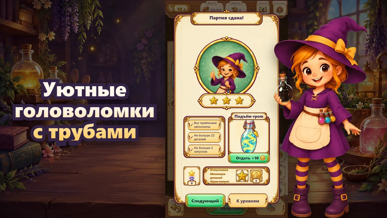Уютные головоломки с трубами